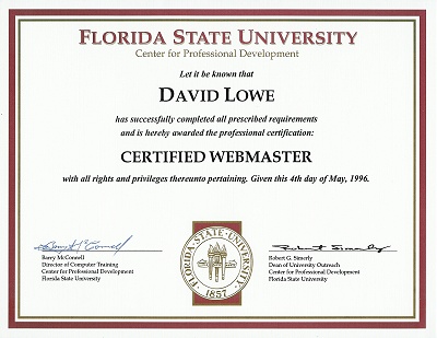 First Webmaster Certification